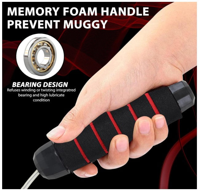 Fitness Mantra® Adjustable Skipping Rope for Men & Women |Jumping Rope for Fitness |1 Piece| (Advance| Black + Red)